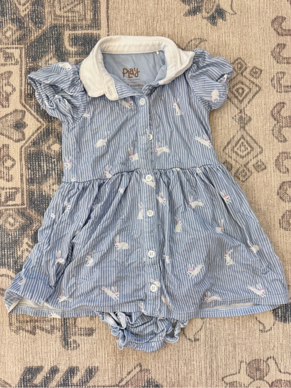 Little Sleepies bunny play dress 12-18M
